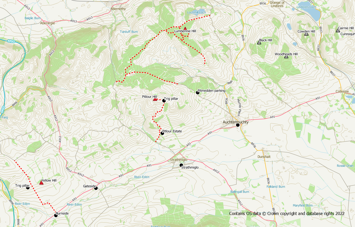 Area map showing hills
