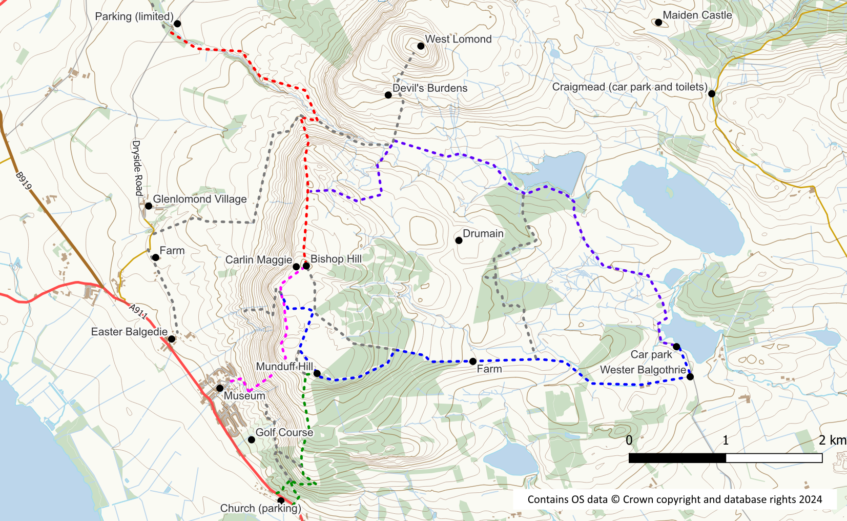 Bishop Hill walking routes map