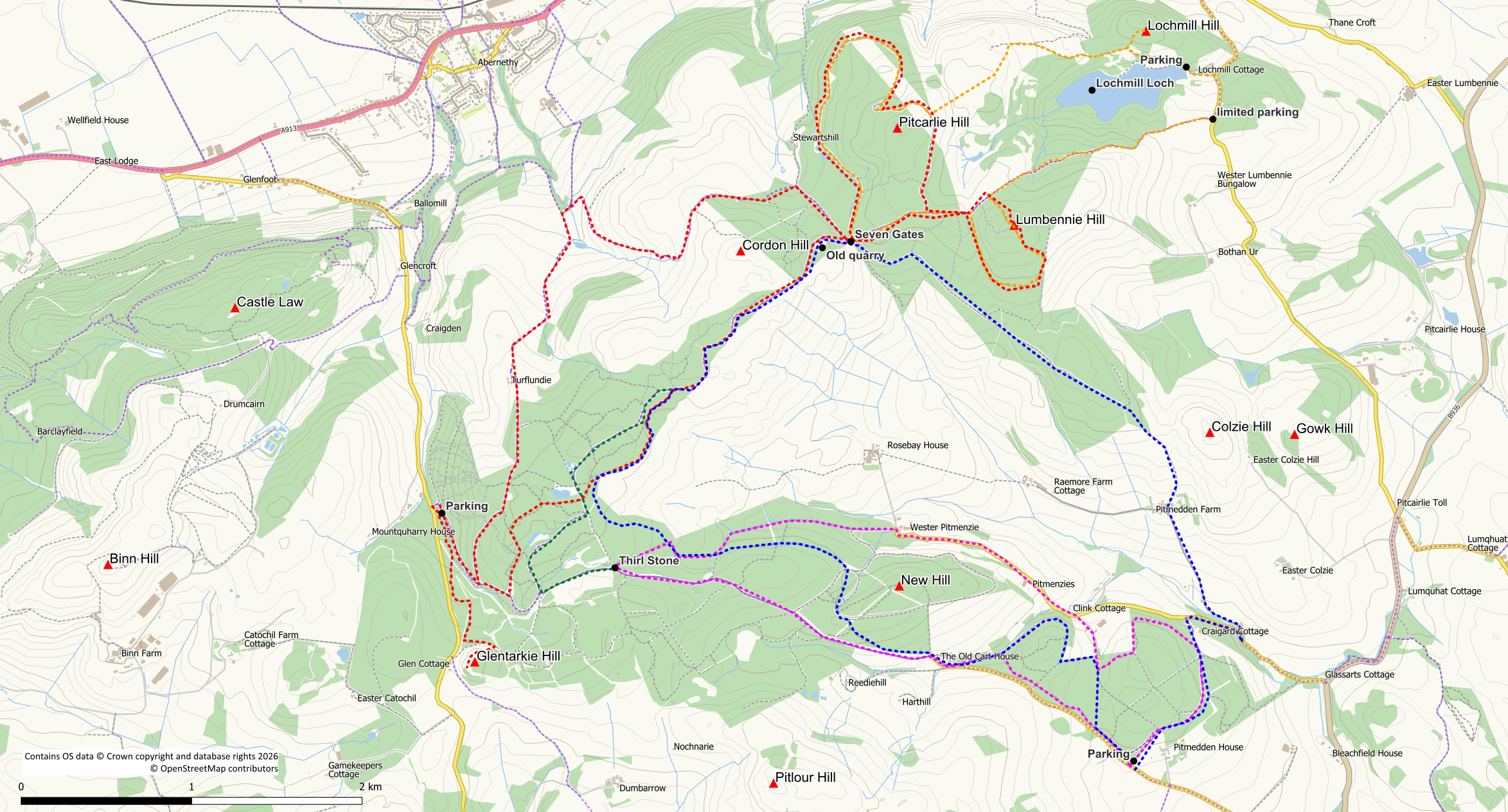 Pitmedden Forest walking routes map